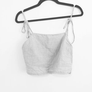 brandy melville blue linen striped tie tank top